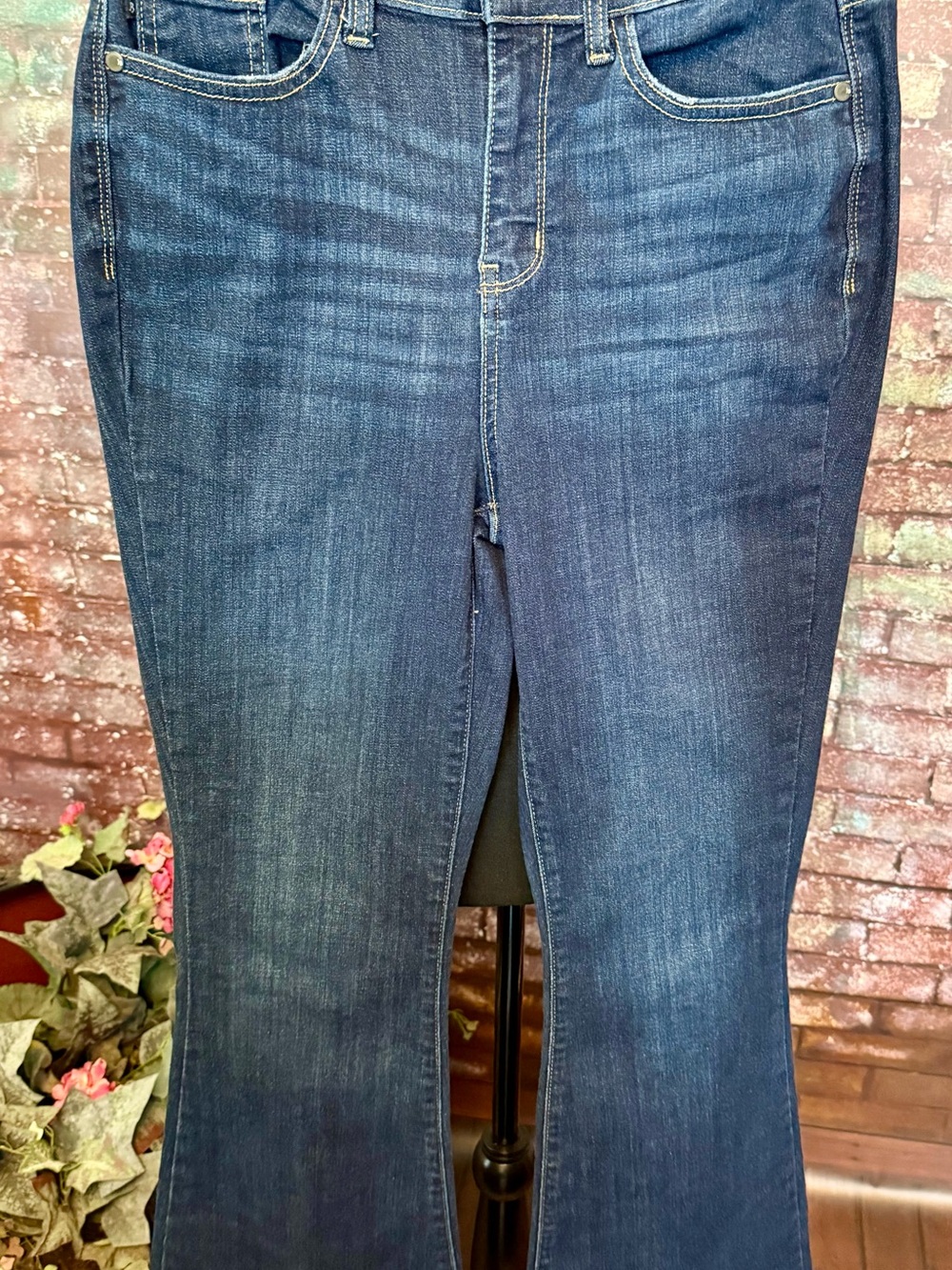 Judy Blue Indigo Flare Jeans with Subtle Whiskering